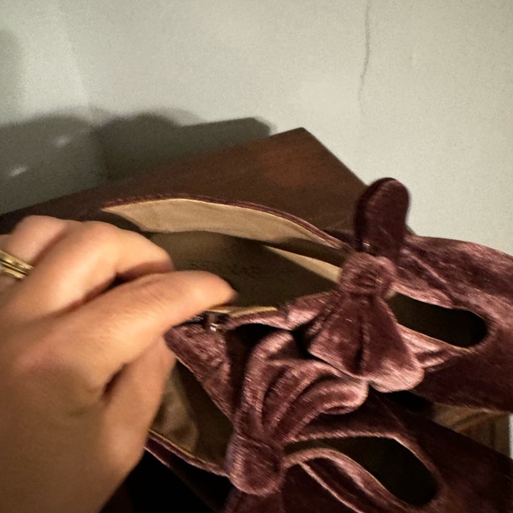 Velour Mauve bow ope toe Heel 8 - Picture 5 of 6